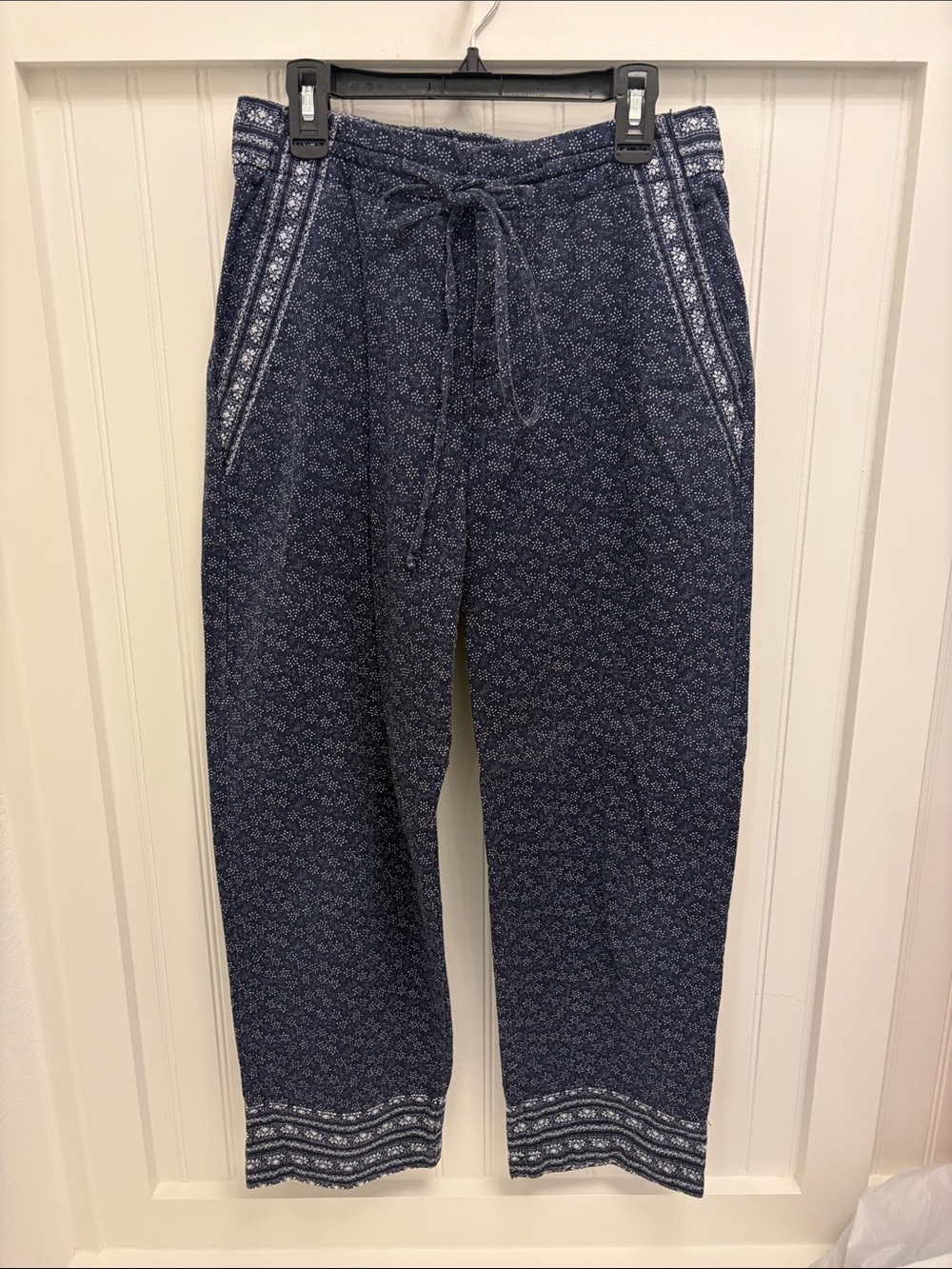 GAP Navy Patterned Drawstring Boyfriend pants